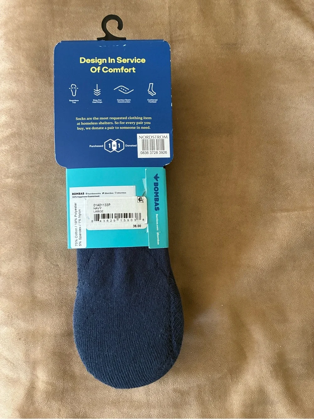 Bombas Socks No Show 3 Pack New Large
